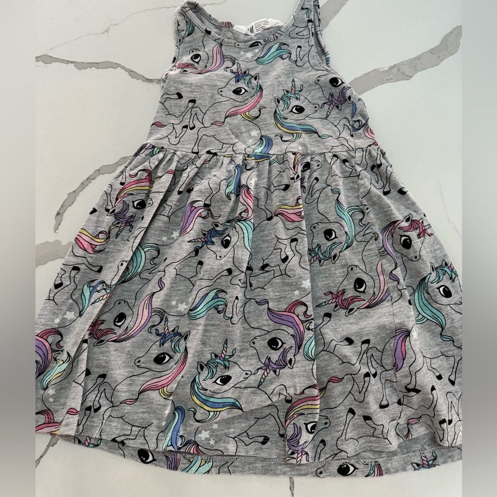 H&M Gray Pink Pleated Sundress Casual